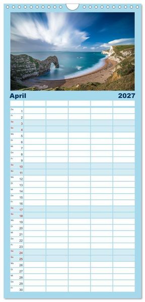 Produktbild: Familienplaner 2027 - Rundreise: Dorset in sieben Tagen mit 5 Spalten (Wandkalender, 21 x 45 cm) CALVENDO