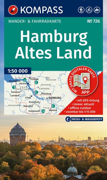 KOMPASS Wanderkarte 726 Hamburg, Altes Land 1:50.000, Sonstige von , Kompass-Karten, 978-3-99154-410-4