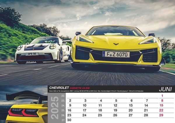 Produktbild: Alpha Edition - Fast Car 2025 Bildkalender, 48,5x34cm, Wandkalender mit hochwertigen Motiven f&uuml;r jeden Monat, mit Infos zum abgebildeten Motiv, Kalenderwochen und deutsches Kalendarium