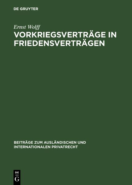 Produktbild: Vorkriegsvertr&auml;ge in Friedensvertr&auml;gen