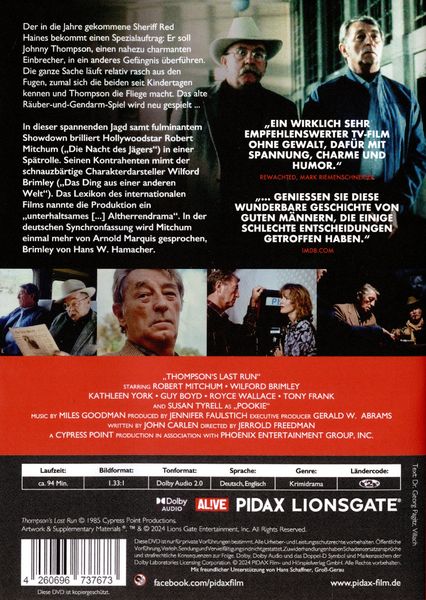 Produktbild: Thompsons letzter Ausbruch (Thompson's Last Run) / Spannender Kriminalfilm mit Starbesetzung (Pidax Film-Klassiker)