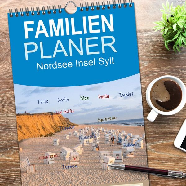Produktbild: Familienplaner 2026 - Nordsee Insel Sylt mit 5 Spalten (Wandkalender, 21 x 45 cm) CALVENDO