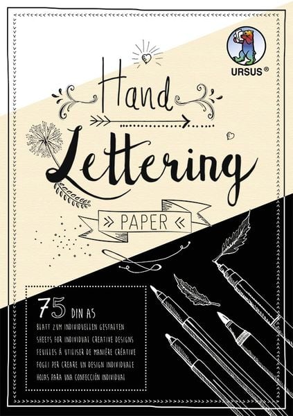 URSUS Basispapiere / Zeichen & Künstlerbedarf Handlettering-Block/Tonkarton 200 und 210 g/m², DIN A5, 75 Blatt sortiert 