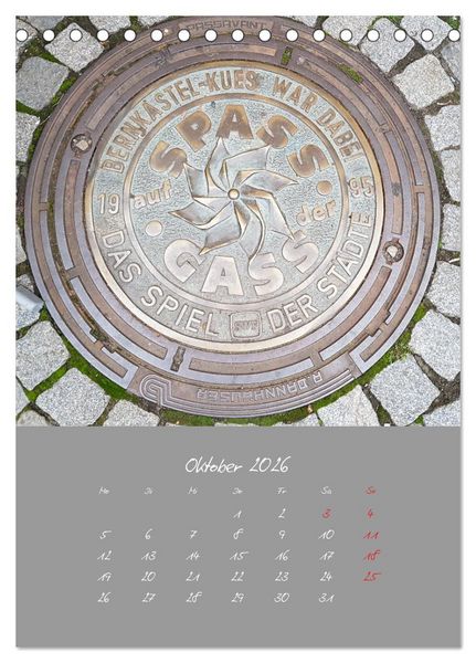 Produktbild: Faszination Kanaldeckel (Tischkalender 2026 DIN A5 hoch), CALVENDO Monatskalender