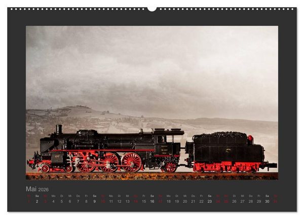 Produktbild: Dampflokomotiven in Spur N (hochwertiger Premium Wandkalender 2026 DIN A2 quer), Kunstdruck in Hochglanz