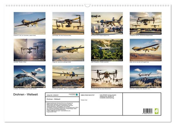 Produktbild: Drohnen - Weltweit (Wandkalender 2027 DIN A2 quer), CALVENDO Monatskalender