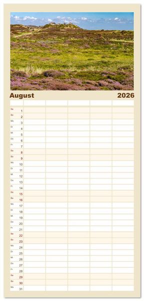 Produktbild: Familienplaner 2026 - Deutschland - Insel Sylt mit 5 Spalten (Wandkalender, 21 x 45 cm) CALVENDO