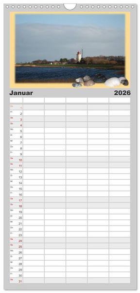 Produktbild: Familienplaner 2026 - Leuchtt&uuml;rme Schleswig-Holsteins mit 5 Spalten (Wandkalender, 21 x 45 cm) CALVENDO