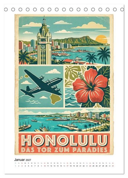 Produktbild: Sehnsucht Hawaii &ndash; Die Aloha Mid-Century Collection (Tischkalender 2027 DIN A5 hoch), CALVENDO Monatskalender