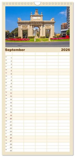 Produktbild: Familienplaner 2026 - Zauberhaftes Valencia mit 5 Spalten (Wandkalender, 21 x 45 cm) CALVENDO