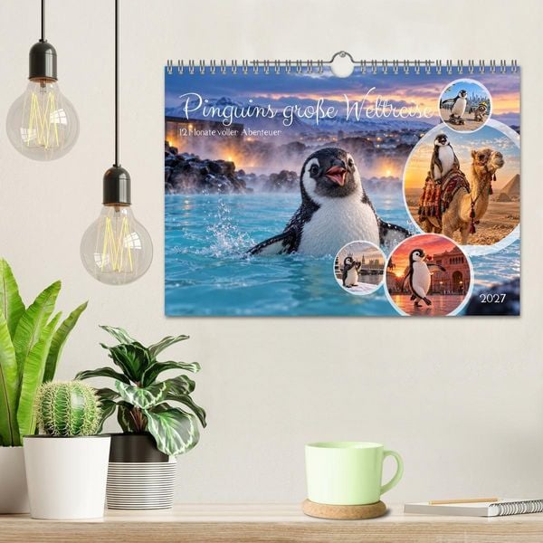 Produktbild: Pinguins gro&szlig;e Weltreise (Wandkalender 2027 DIN A4 quer), CALVENDO Monatskalender