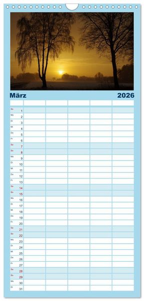 Produktbild: Familienplaner 2026 - Natur Bilder Kalender mit 5 Spalten (Wandkalender, 21 x 45 cm) CALVENDO