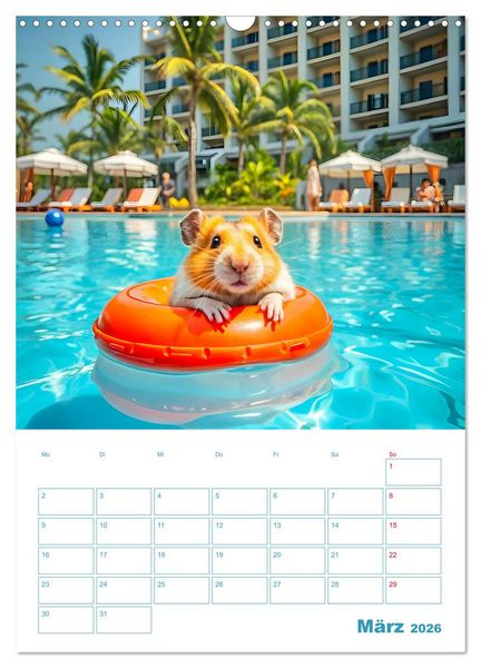 Produktbild: Holiday Hamster - Urlaubsfeeling pur mit sonnigen KI Hamstern (Wandkalender 2026 DIN A3 hoch), CALVENDO Monatskalender