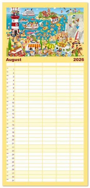 Produktbild: Familienplaner 2026 - Wimmelig durch das Jahr mit 5 Spalten (Wandkalender, 21 x 45 cm) CALVENDO