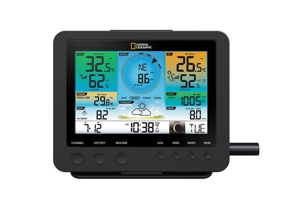 Produktbild: National Geographic 9080600 - WLAN Wetterstation Funk mit 7-in-1 Profi-Sensor, Wettercenter