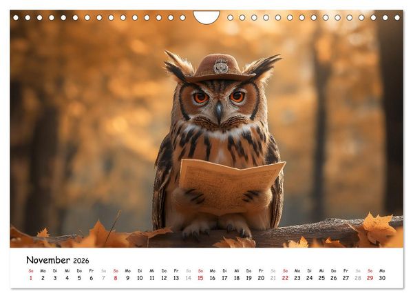 Produktbild: Eulen im Wald - Die geheimen Jobs und Aufgaben (Wandkalender 2026 DIN A4 quer), CALVENDO Monatskalender