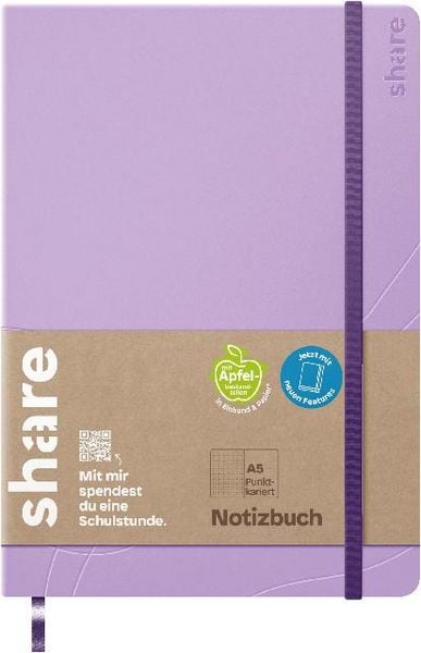 Produktbild: share Notizbuch A5 punktkariert lavendel