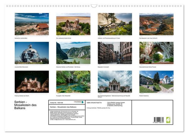 Produktbild: Serbien - Mosaikstein des Balkans (Wandkalender 2026 DIN A2 quer), CALVENDO Monatskalender