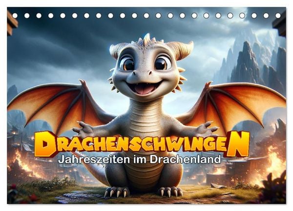 Produktbild: Drachenschwingen: Jahreszeiten im Drachenland (Tischkalender 2026 DIN A5 quer), CALVENDO Monatskalender