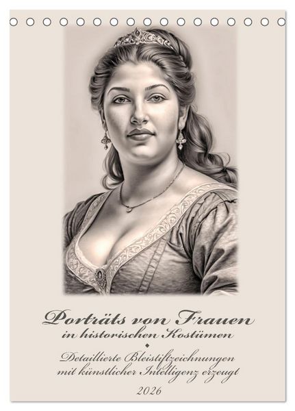 Produktbild: Portr&auml;ts von Frauen in historischen Kost&uuml;men (Tischkalender 2026 DIN A5 hoch), CALVENDO Monatskalender