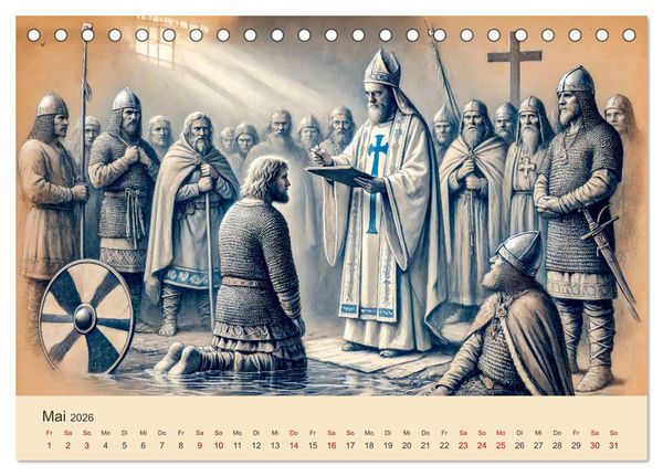 Produktbild: Die Wikingerzeit - Helden, K&ouml;nige und Entdeckungen (Tischkalender 2026 DIN A5 quer), CALVENDO Monatskalender