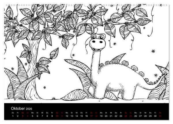 Produktbild: Bezaubernde Mini-Monster - Ein Ausmal-Kalender (hochwertiger Premium Wandkalender 2026 DIN A2 quer), Kunstdruck in Hochglanz