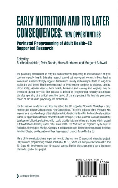 Produktbild: Early Nutrition and its Later Consequences: New Opportunities