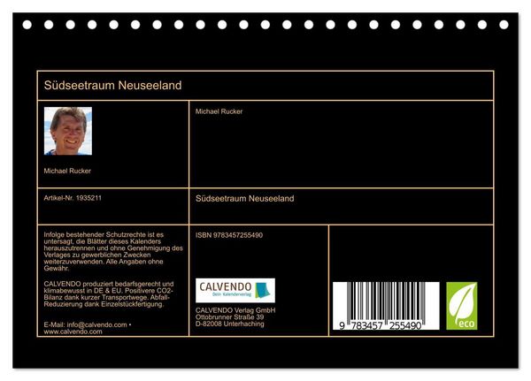 Produktbild: S&uuml;dseetraum Neuseeland (Tischkalender 2026 DIN A5 quer), CALVENDO Monatskalender