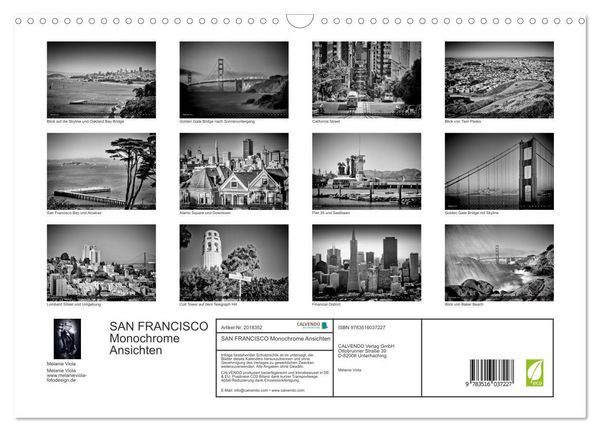 Produktbild: SAN FRANCISCO Monochrome Ansichten (Wandkalender 2026 DIN A3 quer), CALVENDO Monatskalender