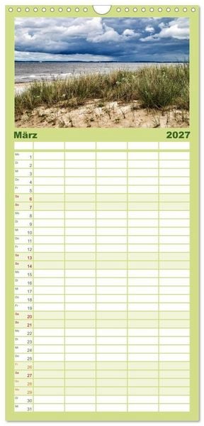 Produktbild: Familienplaner 2027 - Das idyllische Usedom mit 5 Spalten (Wandkalender, 21 x 45 cm) CALVENDO