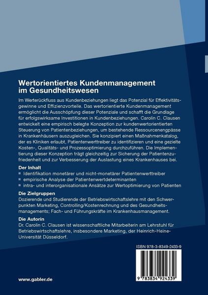Produktbild: Wertorientiertes Kundenmanagement im Gesundheitswesen