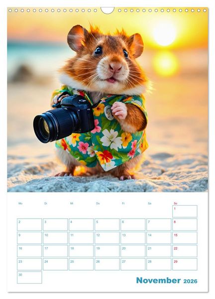 Produktbild: Holiday Hamster - Urlaubsfeeling pur mit sonnigen KI Hamstern (Wandkalender 2026 DIN A3 hoch), CALVENDO Monatskalender