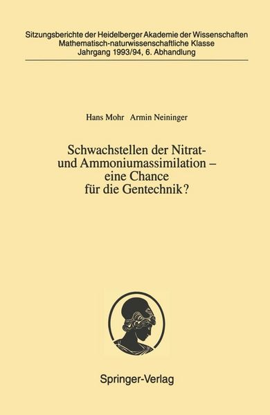 Produktbild: Schwachstellen der Nitrat- und Ammoniumassimilation - eine Chance f&uuml;r die Gentechnik?