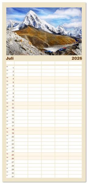 Produktbild: Familienplaner 2026 - Nationalparks der Welt mit 5 Spalten (Wandkalender, 21 x 45 cm) CALVENDO