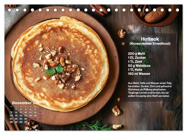 Produktbild: Streetfood Kalender - Einfache Rezepte aus den Stra&szlig;enk&uuml;chen der Welt (Tischkalender 2026 DIN A5 quer), CALVENDO Monatskalender