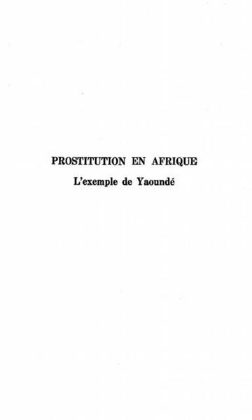 Produktbild: La Prostitution En Afrique Noire