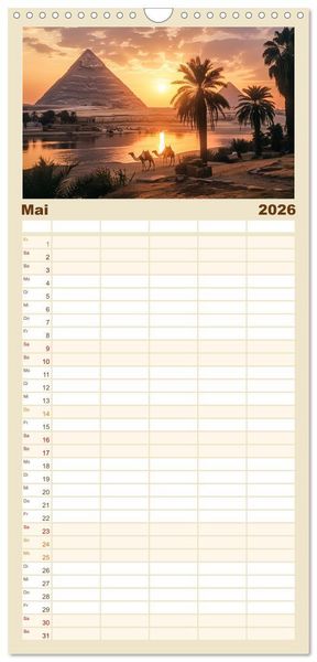 Produktbild: Familienplaner 2026 - Im Schatten der Pyramidern mit 5 Spalten (Wandkalender, 21 x 45 cm) CALVENDO