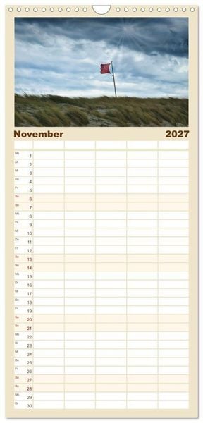 Produktbild: Familienplaner 2027 - Magische K&uuml;ste Zeeland mit 5 Spalten (Wandkalender, 21 x 45 cm) CALVENDO