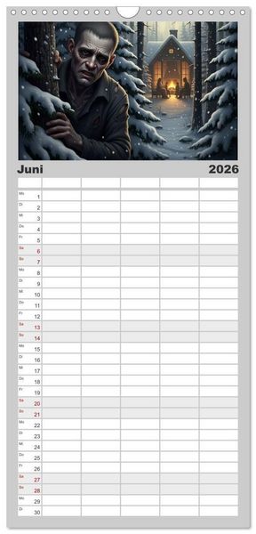 Produktbild: Familienplaner 2026 - Victor Frankenstein und seine Sch&ouml;pfung mit 5 Spalten (Wandkalender, 21 x 45 cm) CALVENDO