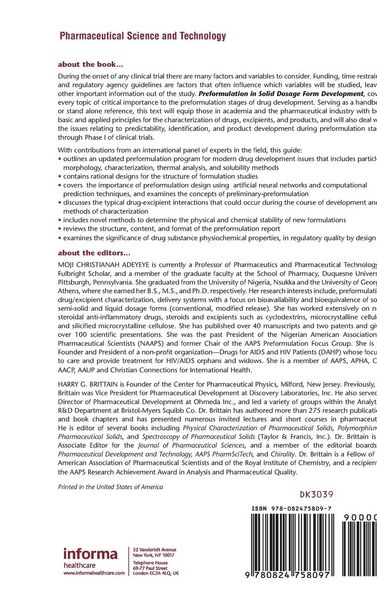 Produktbild: Preformulation in Solid Dosage Form Development