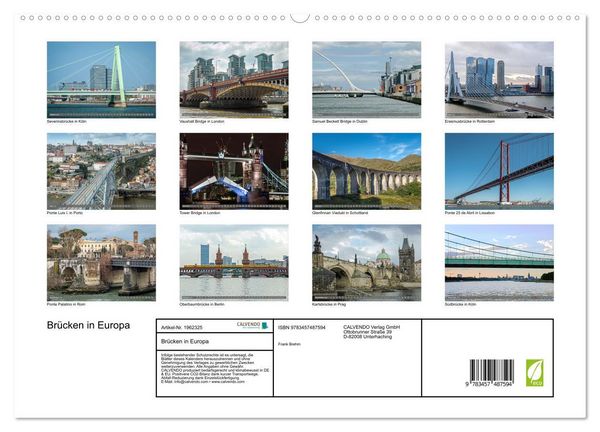 Produktbild: Br&uuml;cken in Europa (hochwertiger Premium Wandkalender 2026 DIN A2 quer), Kunstdruck in Hochglanz