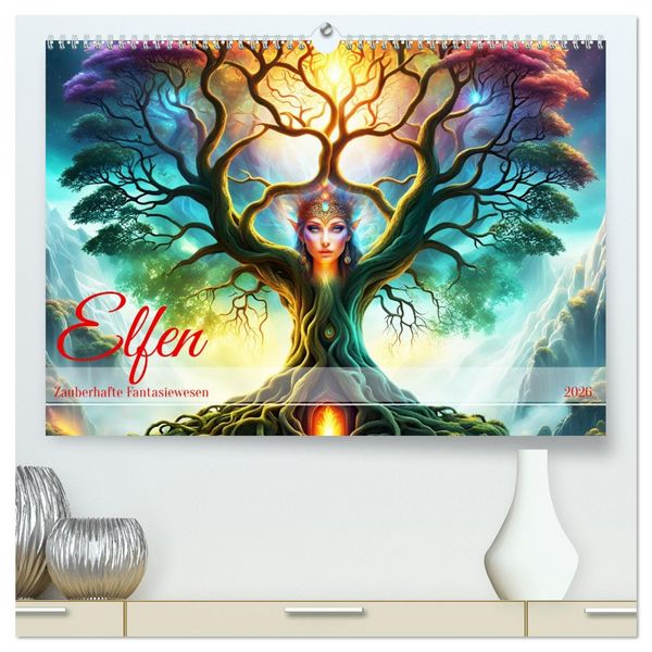 Produktbild: Elfen Zauberhafte Fantasiewesen (hochwertiger Premium Wandkalender 2026 DIN A2 quer), Kunstdruck in Hochglanz