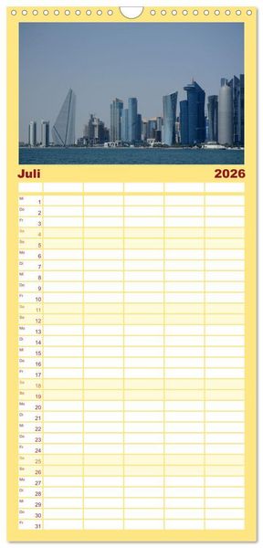 Produktbild: Familienplaner 2026 - Doha, die arabische Welt im Aufbruch mit 5 Spalten (Wandkalender, 21 x 45 cm) CALVENDO