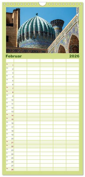 Produktbild: Familienplaner 2026 - Usbekistan und seine Kultursch&auml;tze mit 5 Spalten (Wandkalender, 21 x 45 cm) CALVENDO