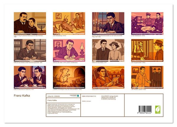 Produktbild: Franz Kafka (hochwertiger Premium Wandkalender 2026 DIN A2 quer), Kunstdruck in Hochglanz
