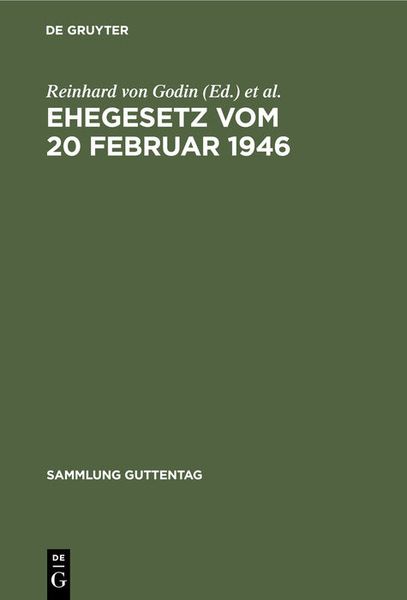 Produktbild: Ehegesetz vom 20 Februar 1946