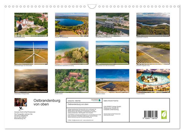 Produktbild: Ostbrandenburg von oben (Wandkalender 2026 DIN A3 quer), CALVENDO Monatskalender