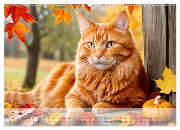Produktbild: Rote Katzen (hochwertiger Premium Wandkalender 2026 DIN A2 quer), Kunstdruck in Hochglanz