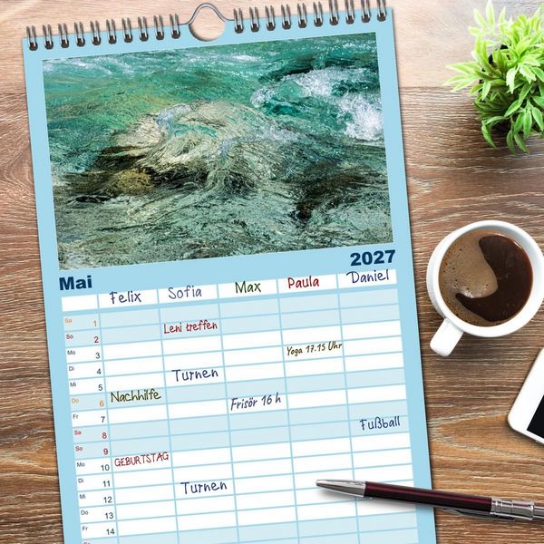 Produktbild: Familienplaner 2027 - Wasserzauber mit 5 Spalten (Wandkalender, 21 x 45 cm) CALVENDO