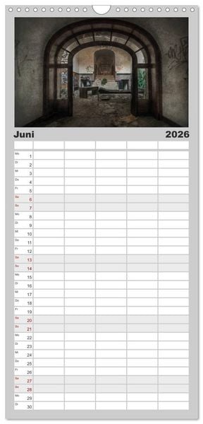 Produktbild: Familienplaner 2026 - Geheimnisvolle Orte - Lost Places mit 5 Spalten (Wandkalender, 21 x 45 cm) CALVENDO